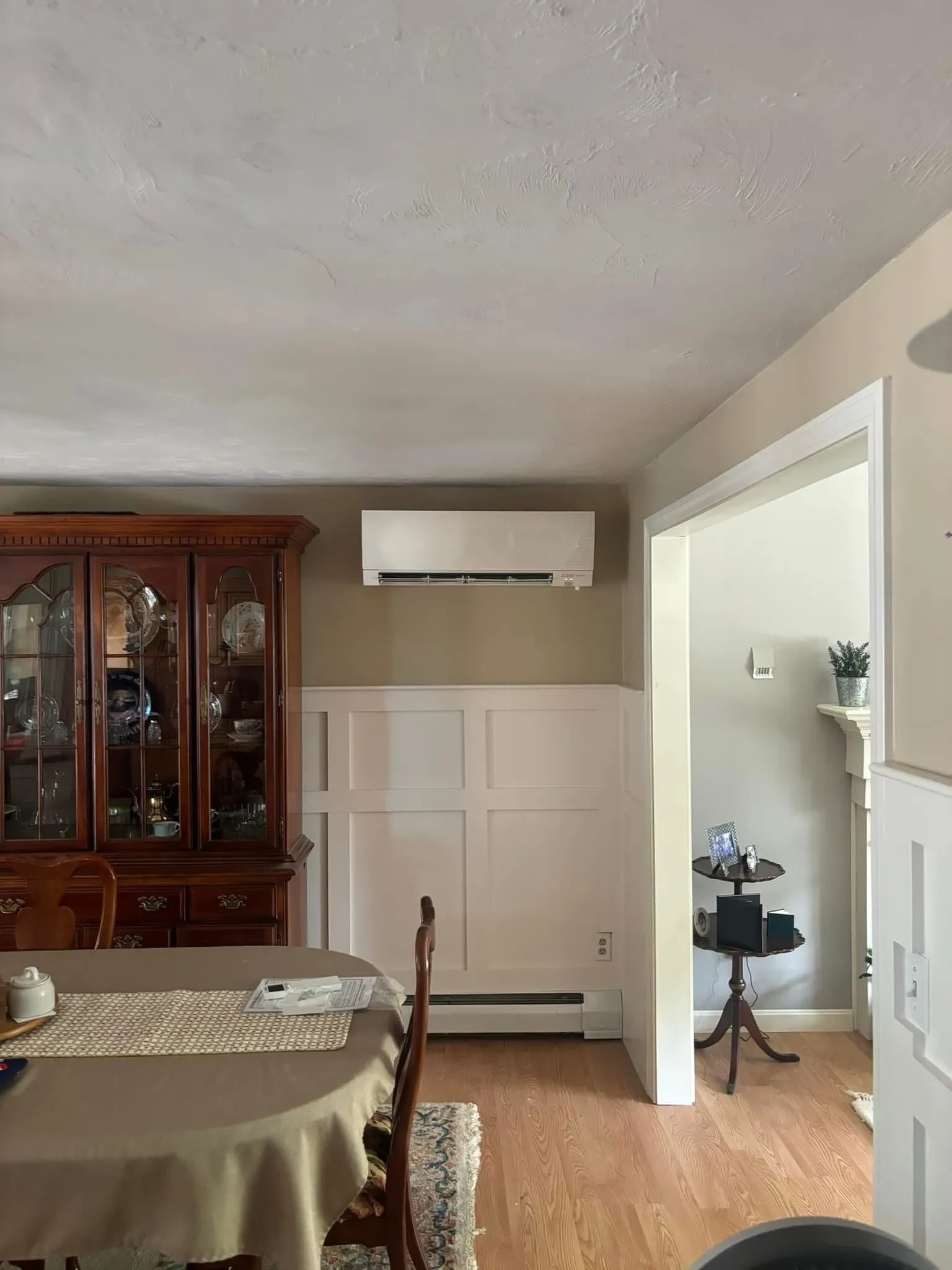 Ductless mini-split unit in a modern living room